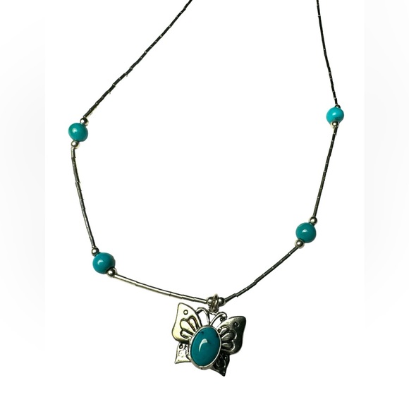 Turquoise butterfly necklace 🩵🦋 - Picture 5 of 6